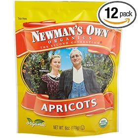 Newman's Own Organics Apricots (Dried Fruit), 6-Ounce Pouches (Pack of 12)