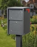 dVault Company, Inc.dVault Mailboxes Delivery Vault Junior Locking Mailbox with Center Mount In-Ground Post - DVJR0060PI-2-KIT, Gray | Beware Thieves - This Box Has Teeth!