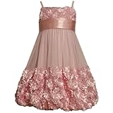 Bonnie Jean TWEEN GIRLS 7-16 PINK DIECUT BONAZ BORDER BUBBLE MESH Special Occasion Wedding Flower Girl Easter Pageant Party Dress