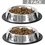 Dog Bowls, Food Bowl, for Small Pets, Metal, Stainless Steel, Non Skid, Dog, Puppy, Cat, Kitten, Rabbit, Feeder, Set of 2