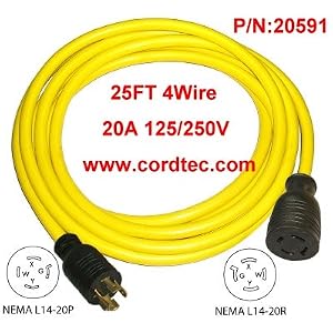 Cordtec 25FT 20A 125/250V Generator Power Cord 20591