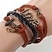 HUMASOL Bronze Infinity Lady Retro Knit Cross Love/Rudder Anchor/Love Charms Suede Wrap Bracelet Gift