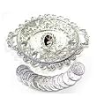 Wedding Ceremonial Arras, or 13-silver plated Coins, with Silver Plated Oval Shaped Box: Imported and Hand-Made