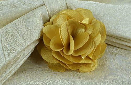 Uomo Vennetto Men's Cream Paisley Bow Tie with Hanky and Lapel Flower