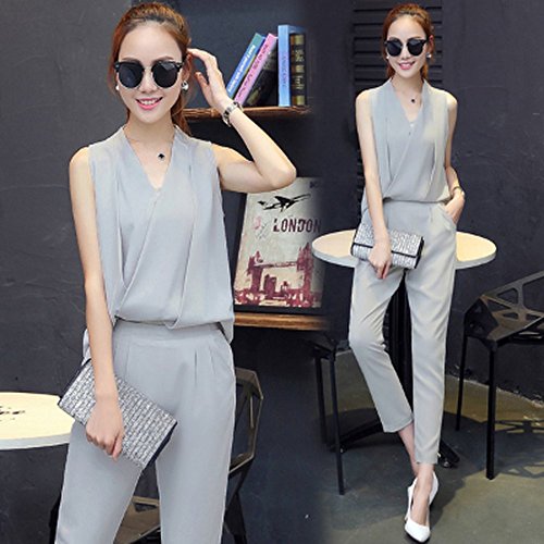 (ベコ) Beco レディース セットアップ ツーピース ノースリーブカットソー＋ロングパンツ 黒 グレー