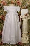 Polycotton Christening Gown with Eyelet Lace Border