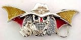 Bat Wing Cowboy Skull Chrome Belt Buckle Western Goth