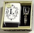 Gift Set of 30 Monogram Paper Guest Towels and 1 Monogram Glass Winestopper - L Gift Set of 30 Monogram Paper Guest Towels and 1 Monogram Glass Winestopper - L