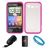 Durable Crystal Hard Case Cover with Pink Rubberized TPU Silicone Skin Edge ....