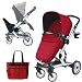Peg Perego 2011 Skate Stroller Pram System with Skate Jumper Seat and Fashionable Diaper Bag - Geranium Red