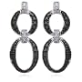 Sterling Silver Black and White Diamond Double Oval Post Earrings