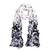 Premium Polka Dot Flower Print Scarf, White