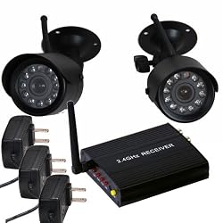 VideoSecu 2 Wireless Security Cameras CCTV Home Surveillance Kit Night Vision with 2 Audio Video Day Night Security Cameras One 2.4GHz Receiver 3PS