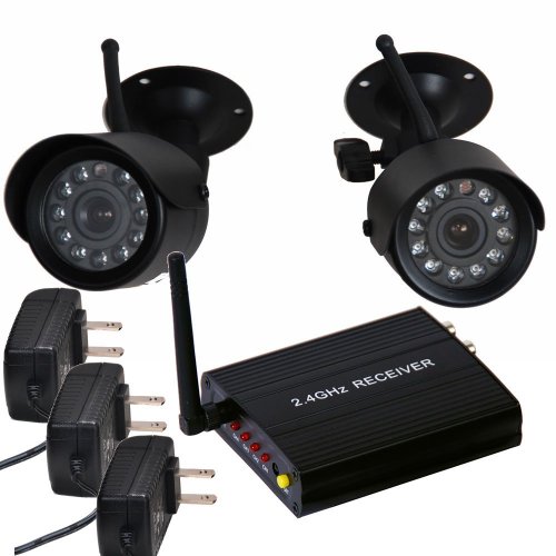 VideoSecu 2 Wireless Security Cameras CCTV Home Surveillance System Night Vision with 2 Audio Video Day Night Security Cameras One 2.4GHz Receiver 3PS