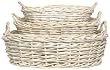 Country Wicker Oval Basket with White Chalked Stain Set of 3 - L=28"x19.5"x8"H