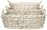 IMAGE OF Country Wicker Oval Basket with White Chalked Stain Set of 3 - L=28