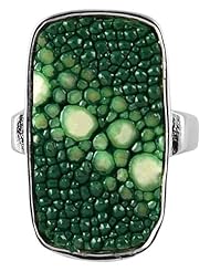 Green Finger Ring - Genuine Stingray Skin Leather