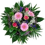 Blumenstrauß Lovely Pink mit rosa Rosen und Gerbera - Blumenversand inkl. Grußkarte