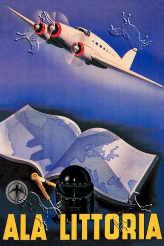 Ala Littoria - Compass Navigation by unknown. Size 17.75 X 26.50 Art Poster Print