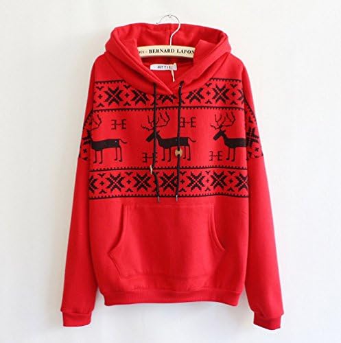 Fashion Printing fawn hooded Sweatshirts (red)