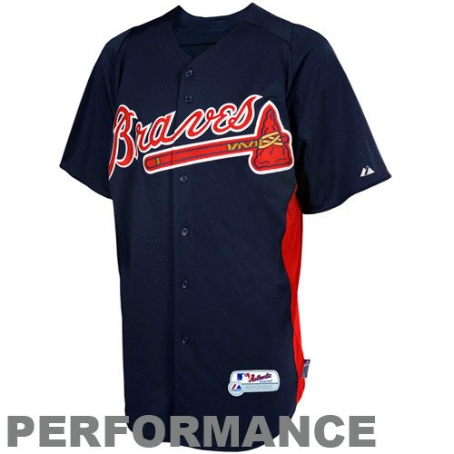 MLB Boys' Atlanta Braves Short Sleeve Authentic Button Front Cool Base Batting Practice Jersey (Pro Navy/Pro Scarlet, X-Large)