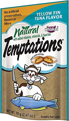 TEMPTATIONS Natural Treats for Cats Yellowfin Tuna Flavor 2.47 Ounces (Pack of 12)