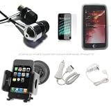 DreamBargains Premium iPod Touch 2G / 2nd Generation 8GB 16GB 32GB Accessory Bundle Kit - Ultra Thick Protective Silicone Sleeve - White + Screen Protector Film + Travel Charger - White + Car Charger - Black + Durable Metallic Sound Isolating In-Ear Earbud Earphones - Black + Adjustable Windshield Mount - Black