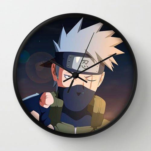 Naruto Shippuden Naruto Kakashi Hatake Jounin Ninja War Black Frame 10 Inch Wall Decoration Wall Clock