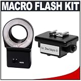Digital SLR Macro Lighting Kit: Ring Light Flash + Hot Shoe Adapter for Sony Alpha A100, A700, Minolta Maxxum 7D, 5D Digital SLR Cameras