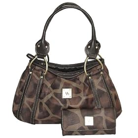 Brentano Moda Italian Designer Coffee Giraffe Handbag and Wallet Set