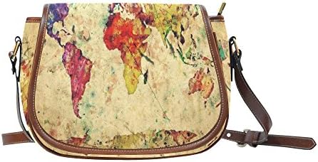 Mecoli Custom World Map Saddle Bag/Shoulder Bag/for Women Girls