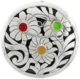 Sterling Silver Brooch / Pendant w/ Assorted colors Beads, 2 (51mm) tall