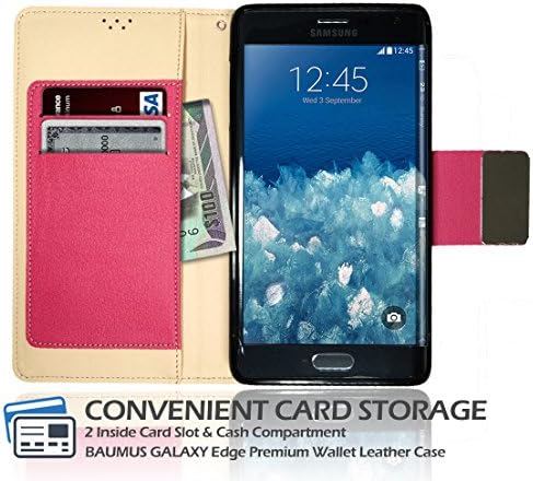 Note Edge Magnetic Kickstand Wallet Case, Samsung Galaxy NoteEdge Soft Foldable Leather Diary Flip Cover, 10 Colors (Hot Pink)