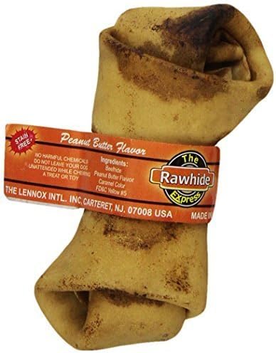 The Rawhide Express Peanut Butter Knotted Bone Dog Chew, 4 by 5-Inch by The Lennox Intl