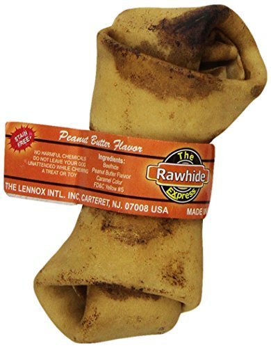 The Rawhide Express Peanut Butter Knotted Bone Dog Chew, 4 by 5-Inch by The Lennox Intl