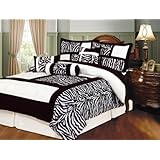 Micro Suede King Black and White Zebra Design Comforter Set