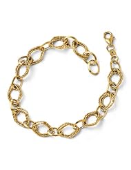 14k Yellow gold Leslies Polished and Textured Fancy Link Bracelet