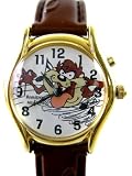 Taz Musical Watch - Looney Tunes Tasmanian Devil Brown Leather Band Watch