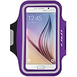 [Lifetime Hassle-Free Warranty] Galaxy S6 Armband, J&D Sports Armband for Samsung Galaxy S6, Key holder Slot, Perfect Earphone Connection while Workout Running (Purple)