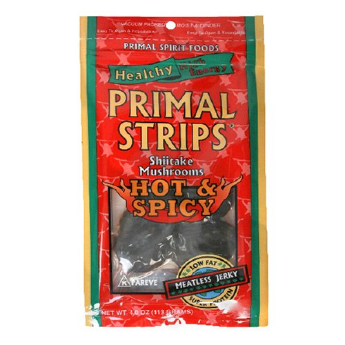 Primal Spirit Vegan Meat Alternative Jerky, Hot & Spicy Mushroom Flavor, 4-Ounce Pouch... by Primal Spirit