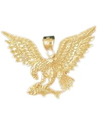 Dazzlers Solid Eagle Hunting Fish Charm Pendant 14k Gold Available in three colors from jewelsberry (weights:8.7 grams only)