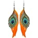 2 Feather Earring Including 1 Peacock Eye, 4 3/4