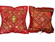 Chair Cushion Covers-2 Cardinal Sequin Embroidery Sari Toss Pillow Cushion Covers