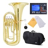 Cecilio 2Series EP-280 Lacquer Brass Bb Euphonium with Stainless Steel Pistons, Yellow