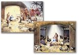 Caspari Set of Two Advent Calenders, Nativity Scene and Manger Scene