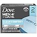 Dove Men+Care Body and Face Bar, Clean Comfort 4 oz, 2 Bar