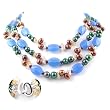 Triple Strand Necklace made of Freshwater Cultured Pearls, Cystals, Amber and Agate *** Augustina Jewelry Special Design !