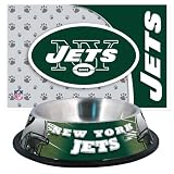 NY Jets Pet Bowl and Mat Combo