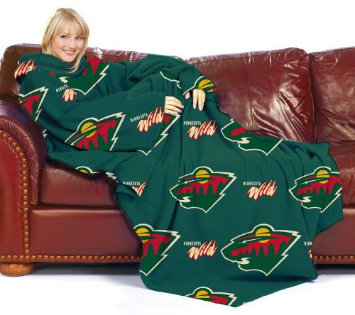 NHL Minnesota Wild Adult Comfy Throw Blanket with Sleeves
