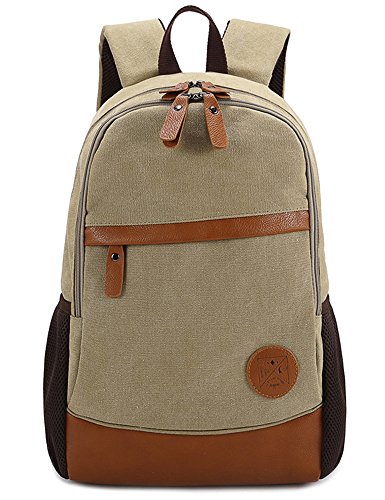 Leaper Causal Style Canvas Laptop Bag/Shoulder Bag/School Backpack/Travel Bag (Light Gray)